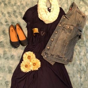 Current Air Navy Polka Dot Dress Size Large